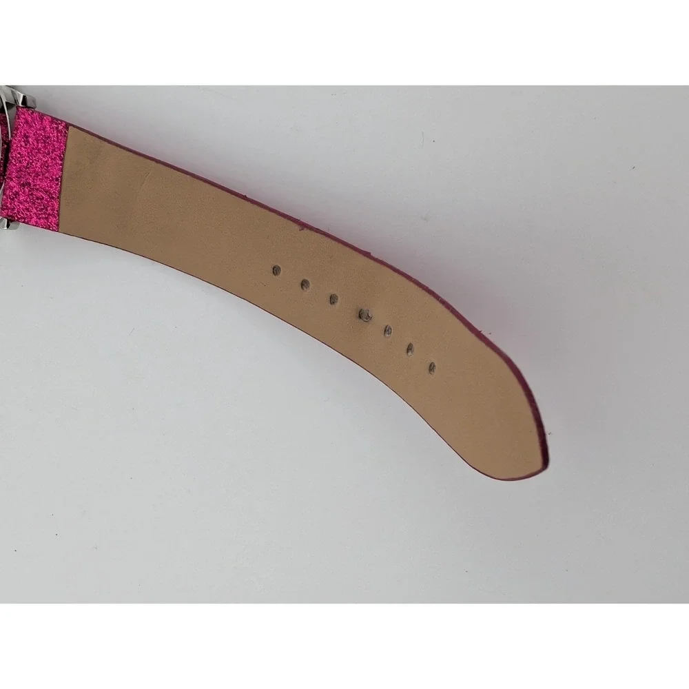Avon‎ Glitter Watch Women 34mm Silver Case Pink Glitter Band- New Battery